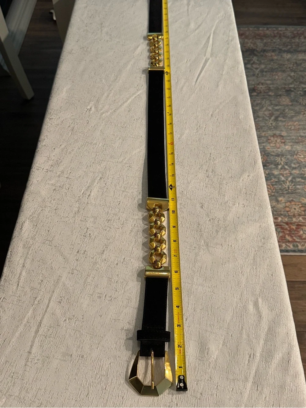 Vintage The Limited Black Suede and Leather Gold Chain Belt